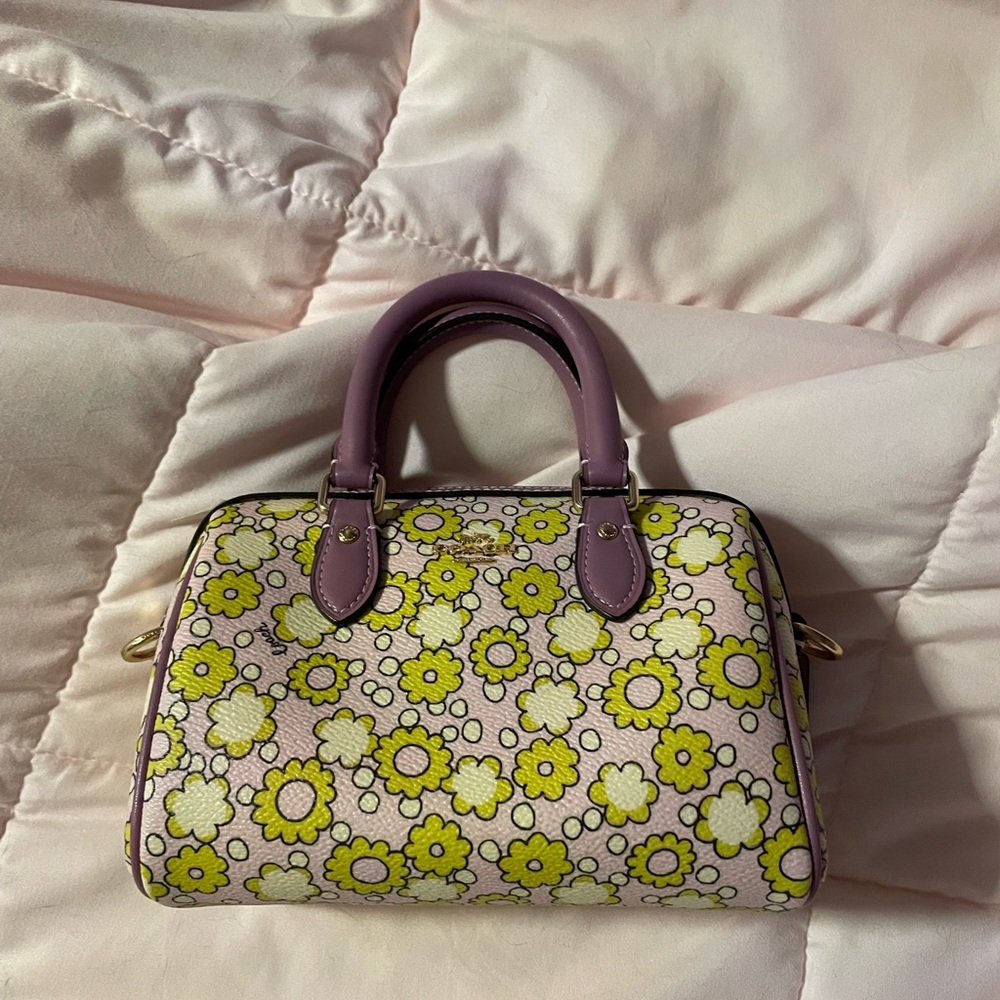 Coach mini Rowan Floral Pink and Yellow Women's Bag